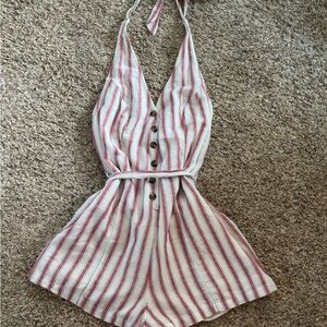 American Eagle Outfitters Red and White Striped Romper